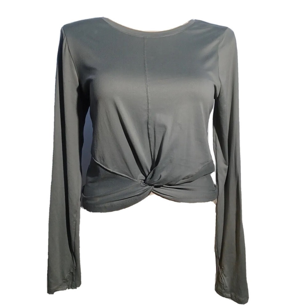 Zobha Top XL Gray Long Sl Twist Casual Stretch Comfy Active Athletic‎ Leisure